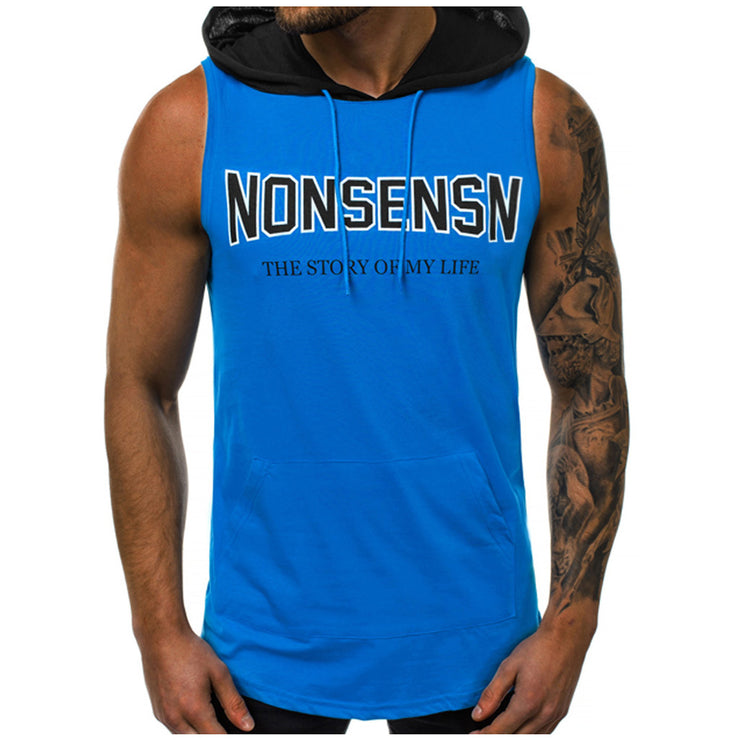 Summer Men Fitness Hoodies Tank Tops Sleeveless Bodybuilding