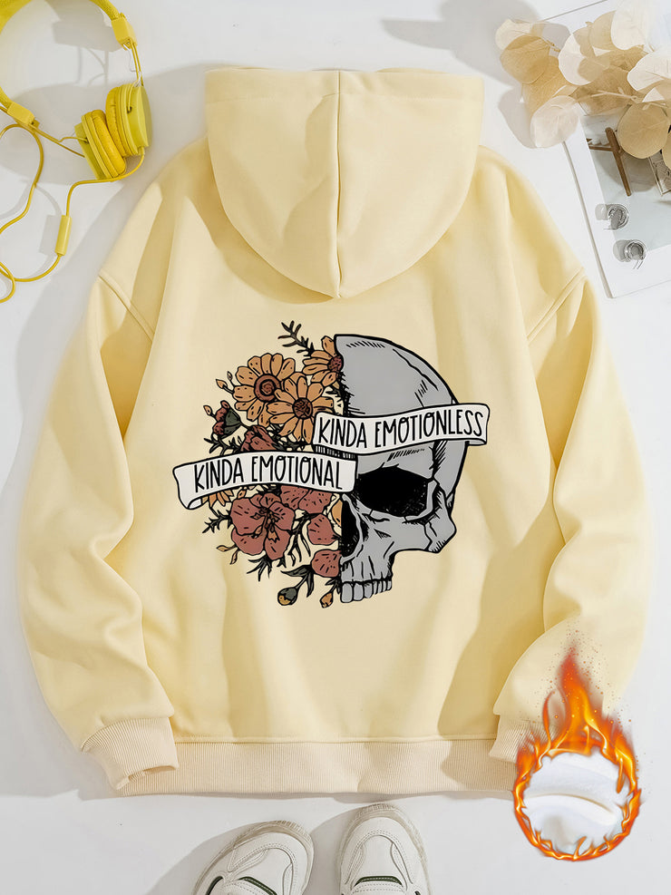 Long sleeved fleece thick hoodie skull hoodie