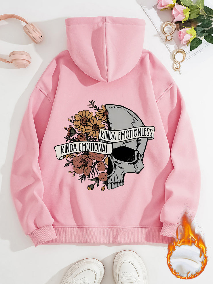 Long sleeved fleece thick hoodie skull hoodie