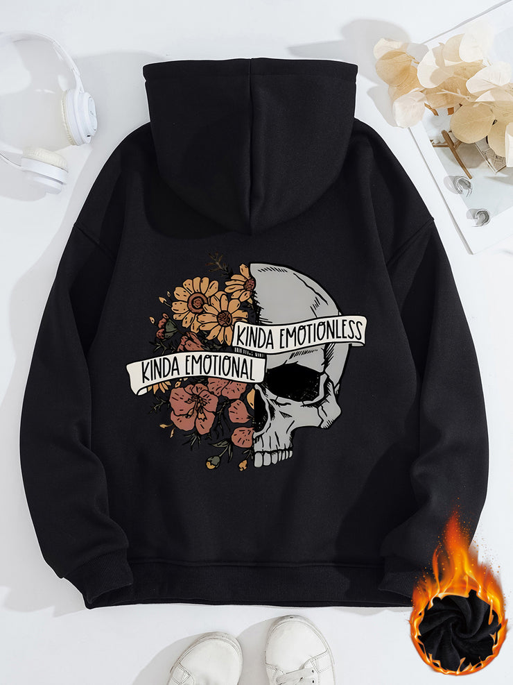 Long sleeved fleece thick hoodie skull hoodie