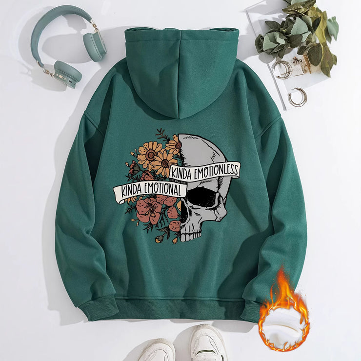 Long sleeved fleece thick hoodie skull hoodie