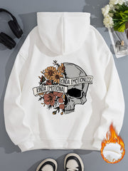 Long sleeved fleece thick hoodie skull hoodie