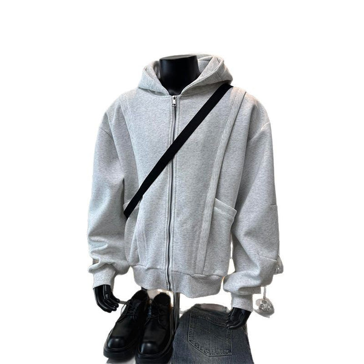 Short boxy cardigan hoodie hoodie clean fit jacket