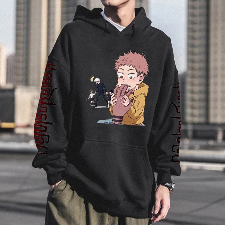 Hoodie Harajuku anime spell battle loose Korean printed men&