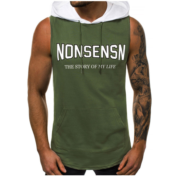 Summer Men Fitness Hoodies Tank Tops Sleeveless Bodybuilding
