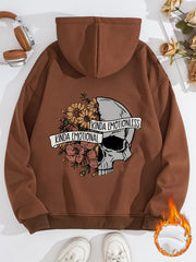 Long sleeved fleece thick hoodie skull hoodie