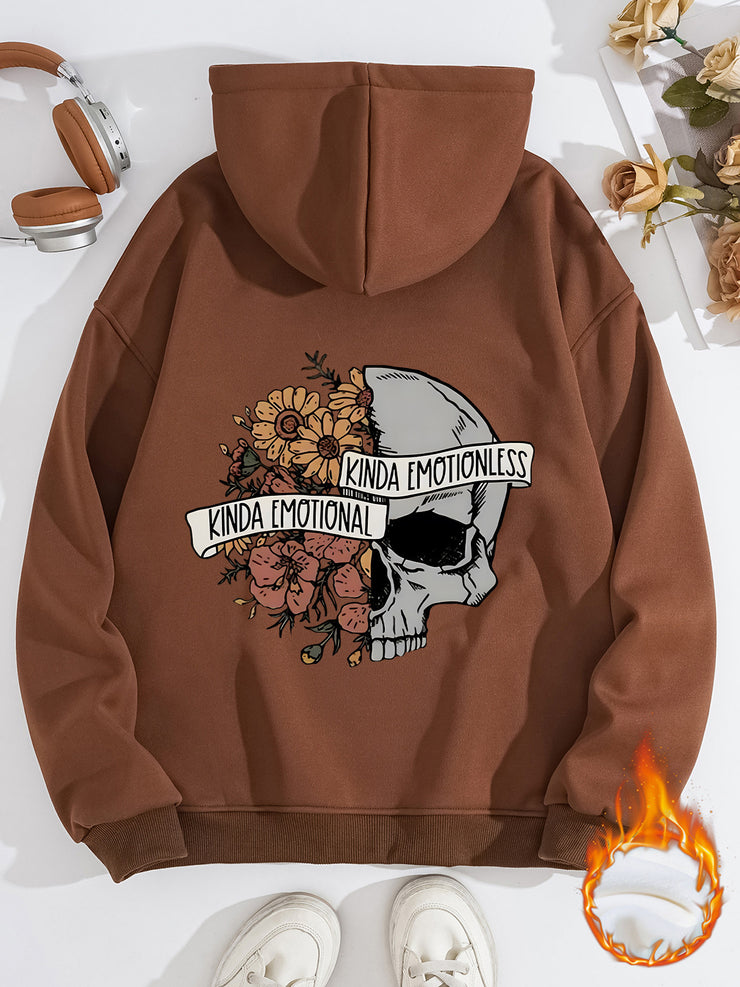 Long sleeved fleece thick hoodie skull hoodie
