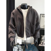 Short boxy cardigan hoodie hoodie clean fit jacket