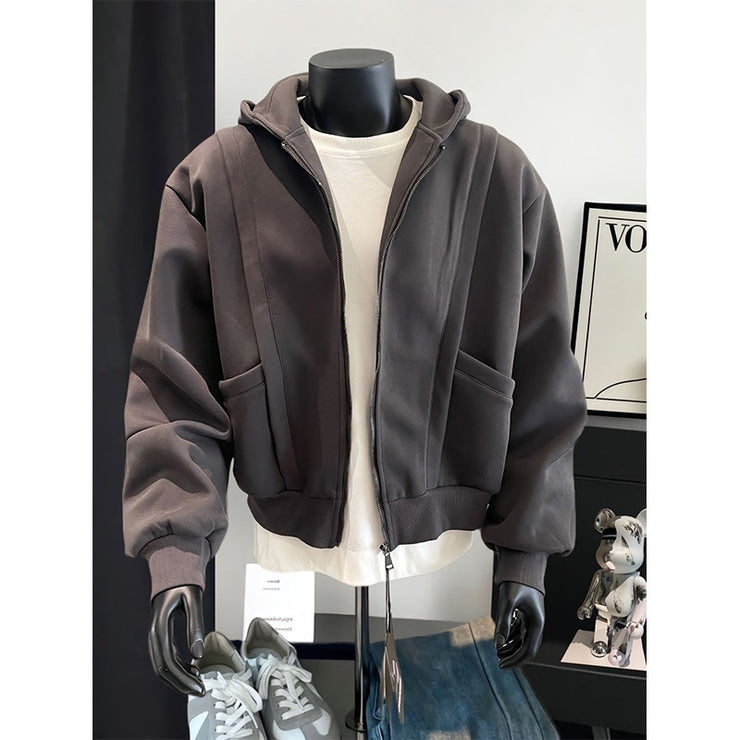 Short boxy cardigan hoodie hoodie clean fit jacket