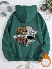 Long sleeved fleece thick hoodie skull hoodie
