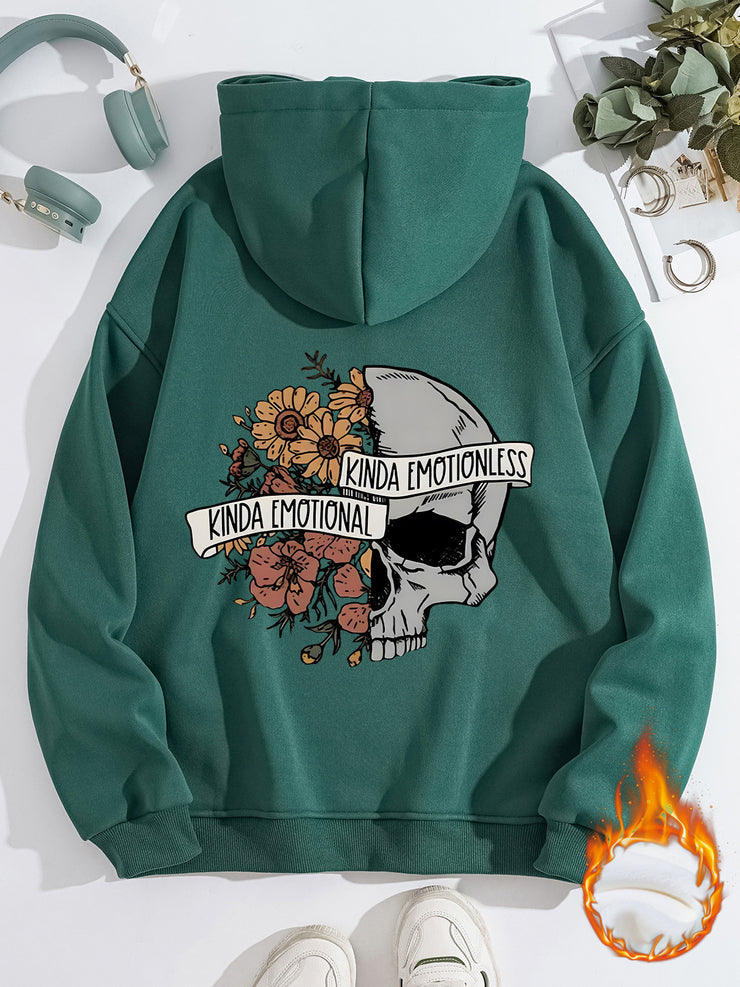 Long sleeved fleece thick hoodie skull hoodie