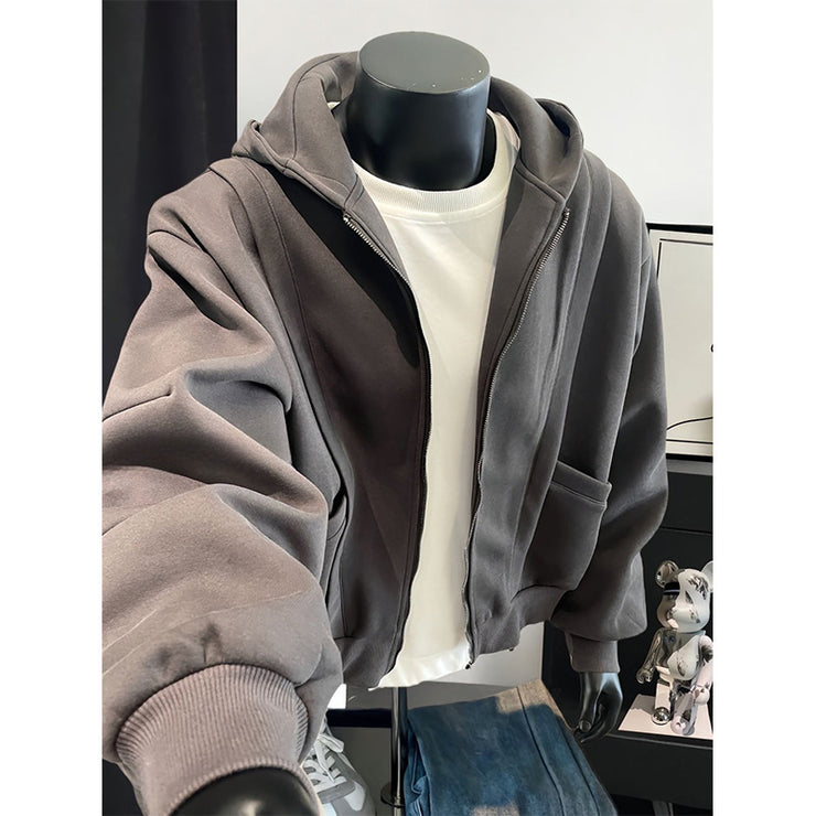 Short boxy cardigan hoodie hoodie clean fit jacket