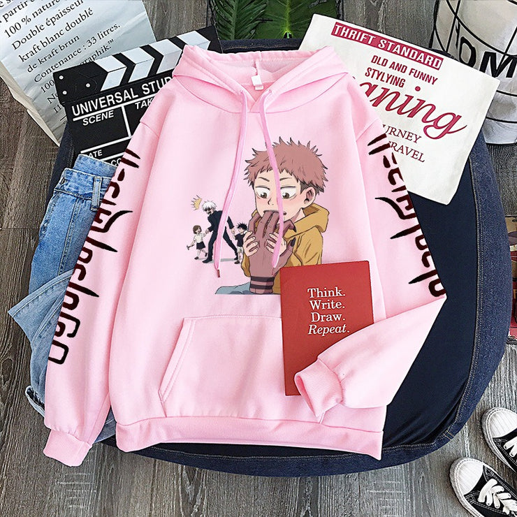 Hoodie Harajuku anime spell battle loose Korean printed men&