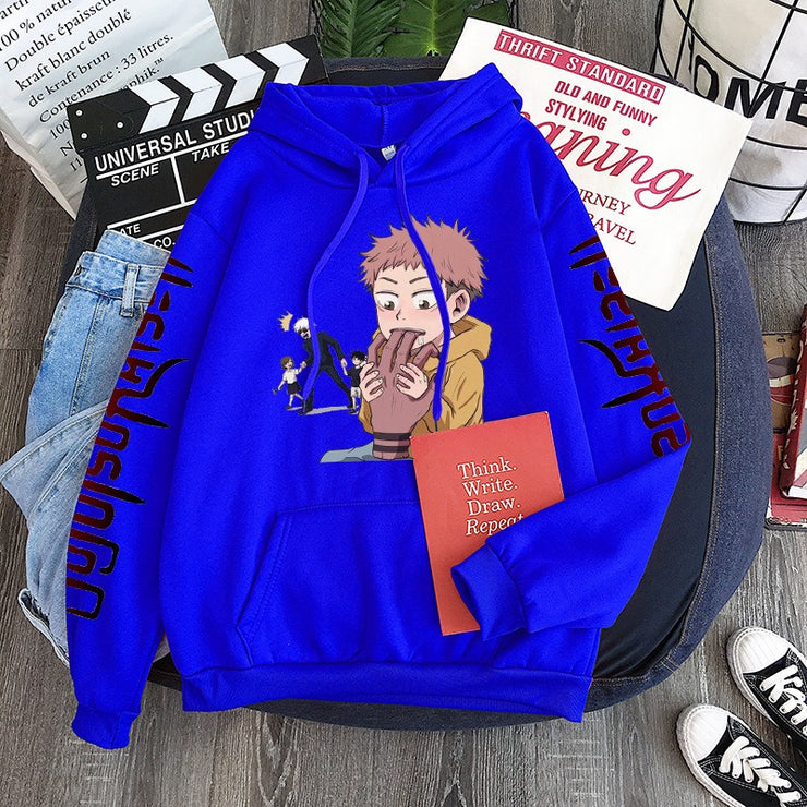 Hoodie Harajuku anime spell battle loose Korean printed men&