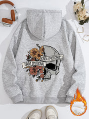 Long sleeved fleece thick hoodie skull hoodie