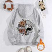 Long sleeved fleece thick hoodie skull hoodie