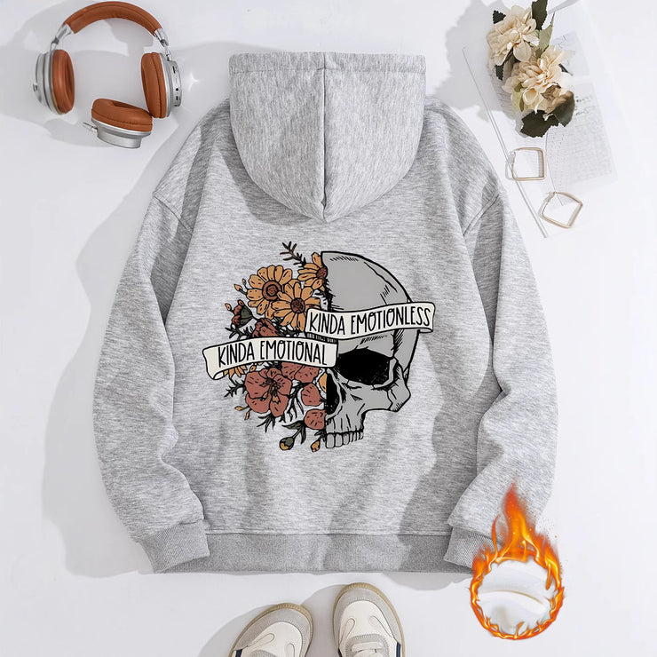 Long sleeved fleece thick hoodie skull hoodie