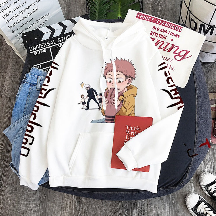 Hoodie Harajuku anime spell battle loose Korean printed men&