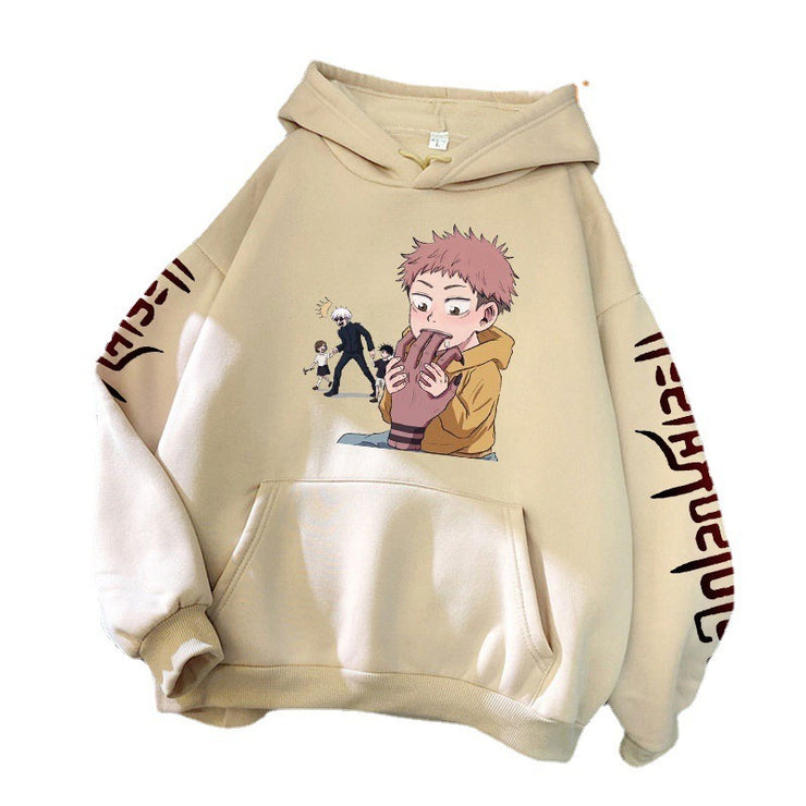 Hoodie Harajuku anime spell battle loose Korean printed men&